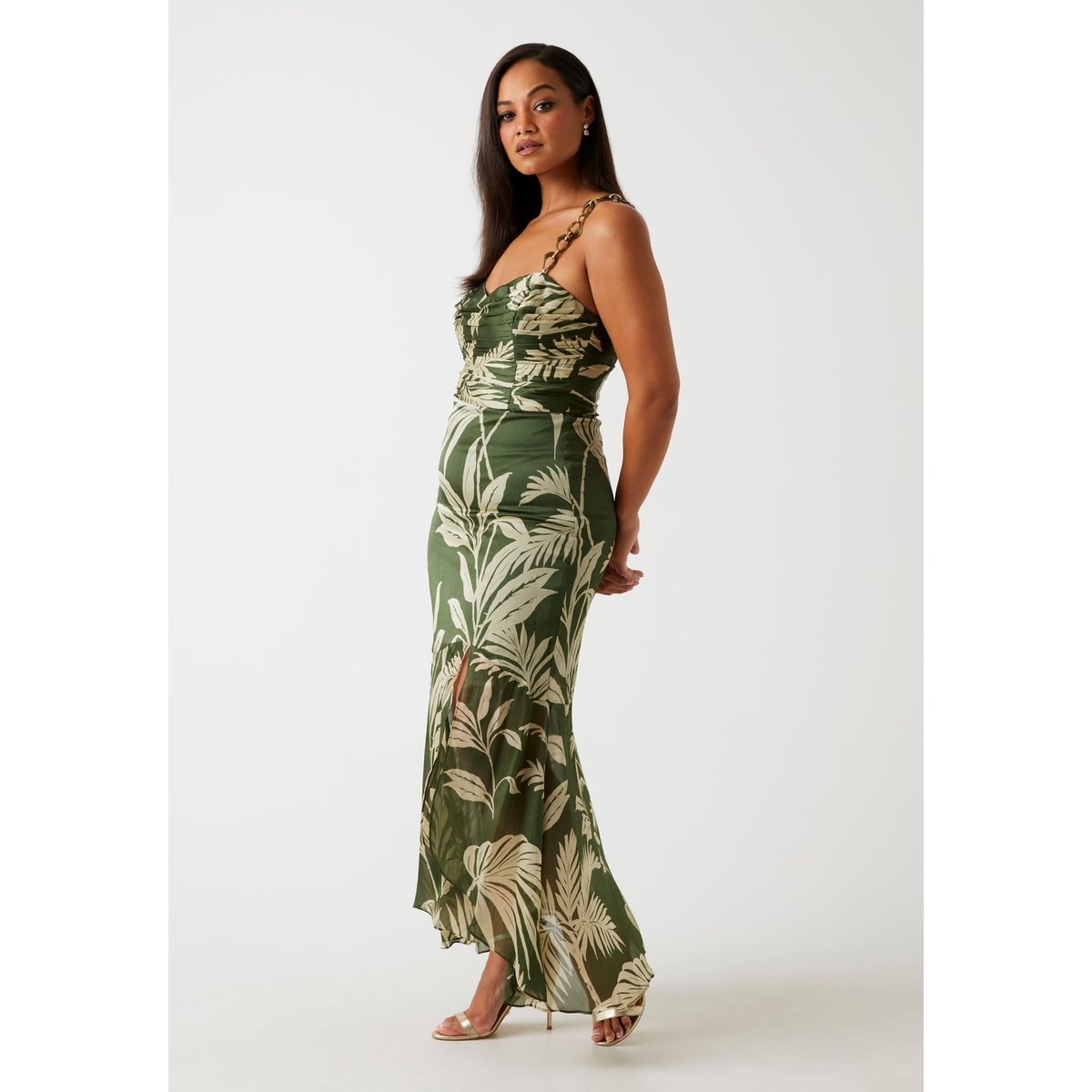 Maxi Robe Mousseline Imprimée vert floral, GUESS