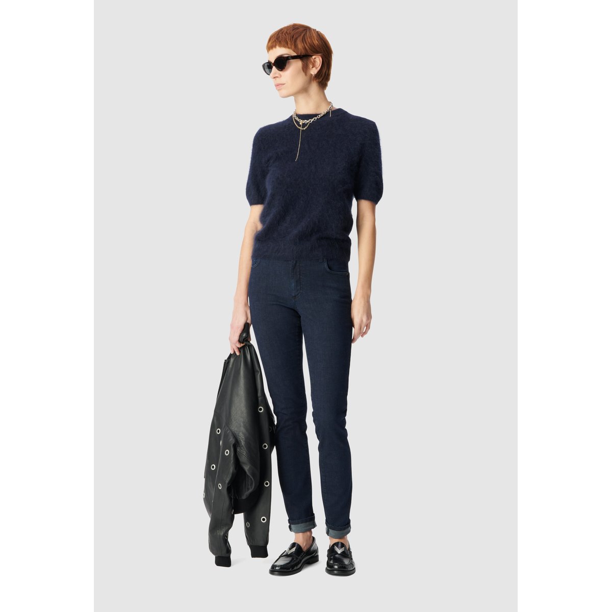 Jean slim brut taille haute ROXANNE marine foncé, IKKS