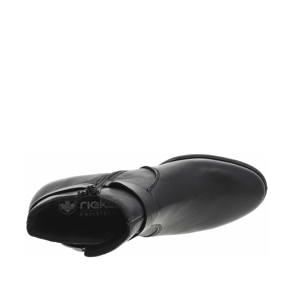 Boots noires à talon décroché moyen avec un zip côté interne noires, RIEKER
