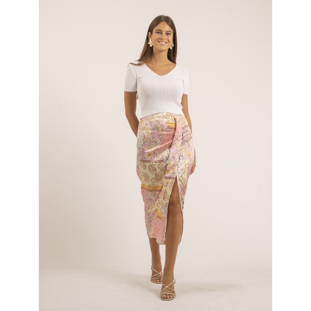 Jupe Longue Motifs Xaeni rose, DONA LISA