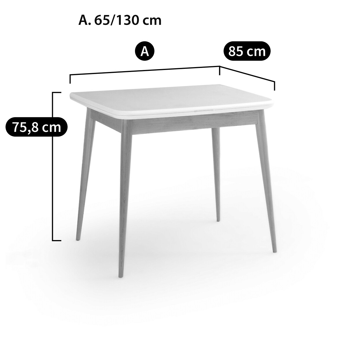 Table à manger, extensible, 2 à 6 personnes, JIMI blanc, LA REDOUTE INTERIEURS