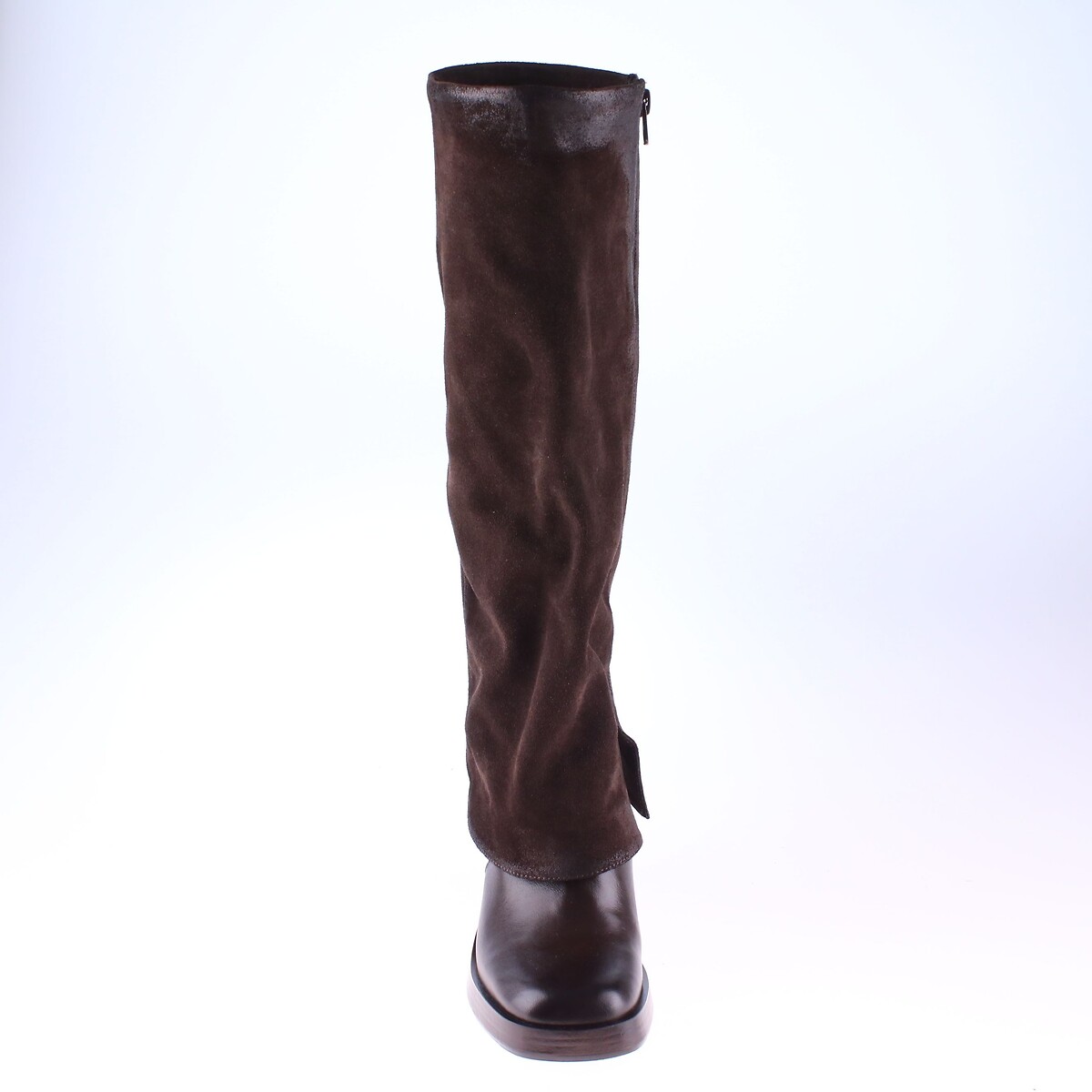 Botas de tacón guêtre de piel marrón oscuro, MJUS