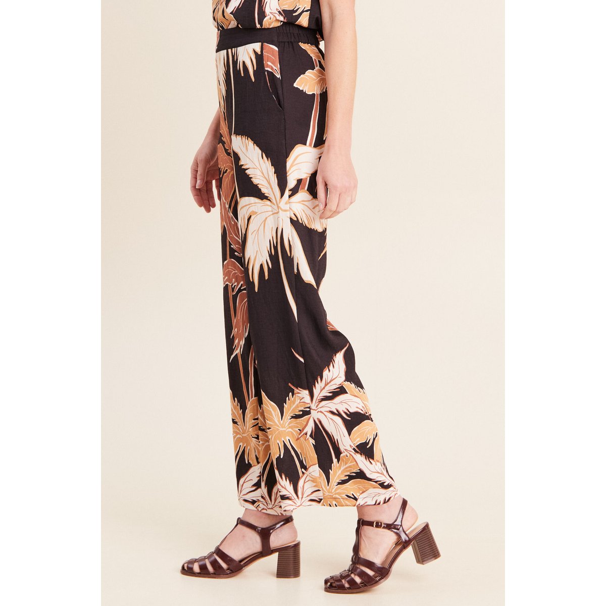 Pantalon large taille haute noir, BREAL