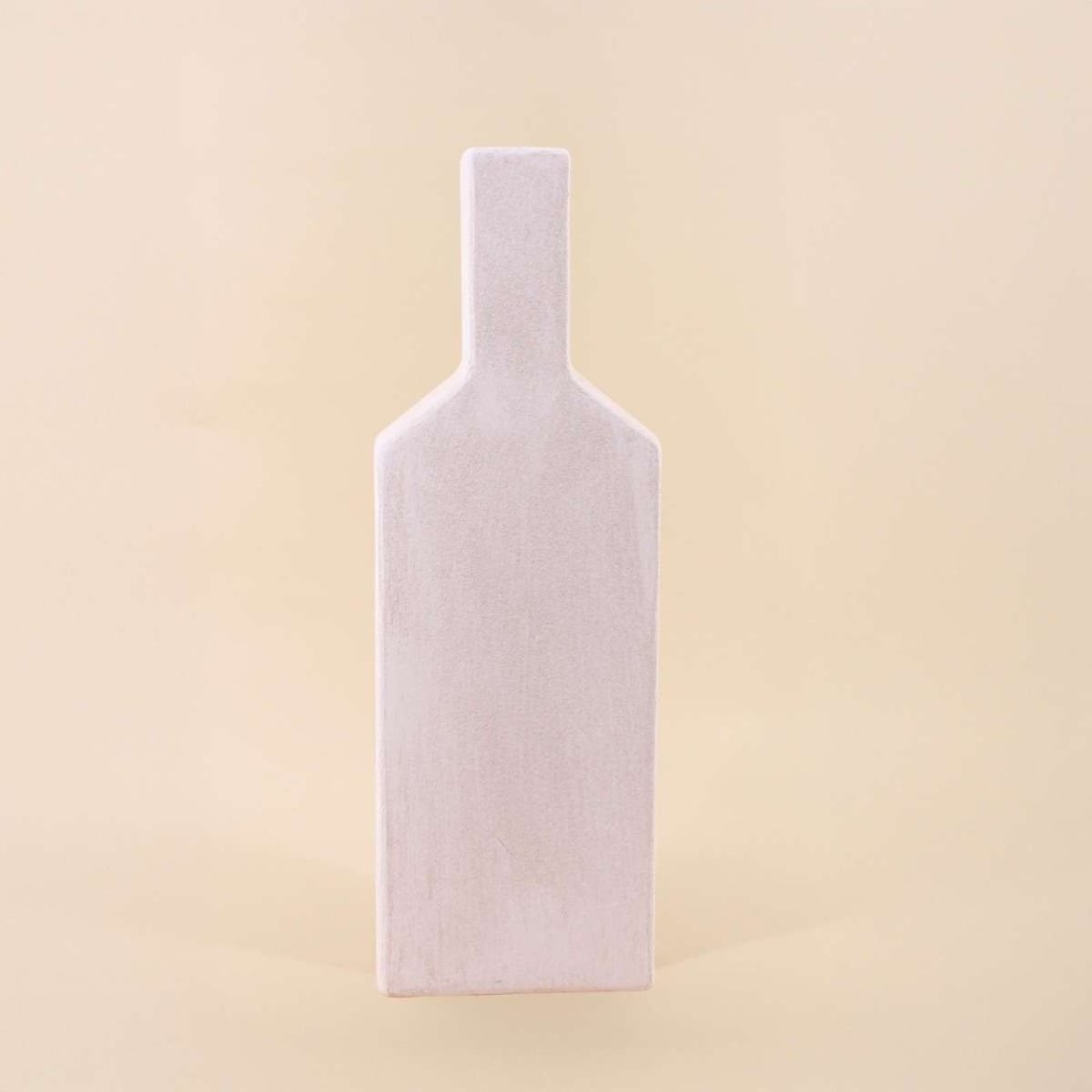 Vase bouteille géométrique en grès, H48cm blanc, ORNAMI