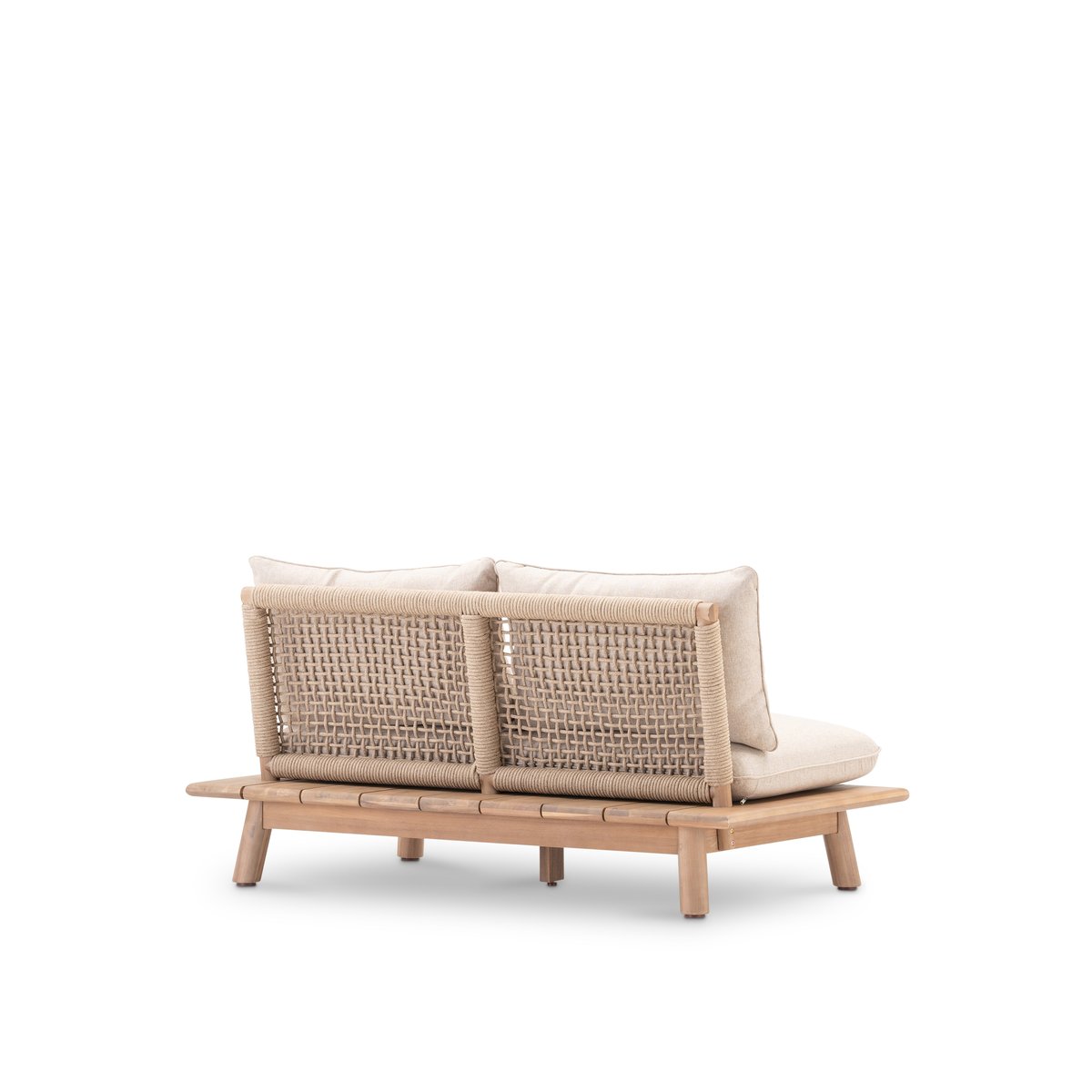 Canapé, bois, RODAS bois claire, corde et coussin en beige, DEFORA HOME