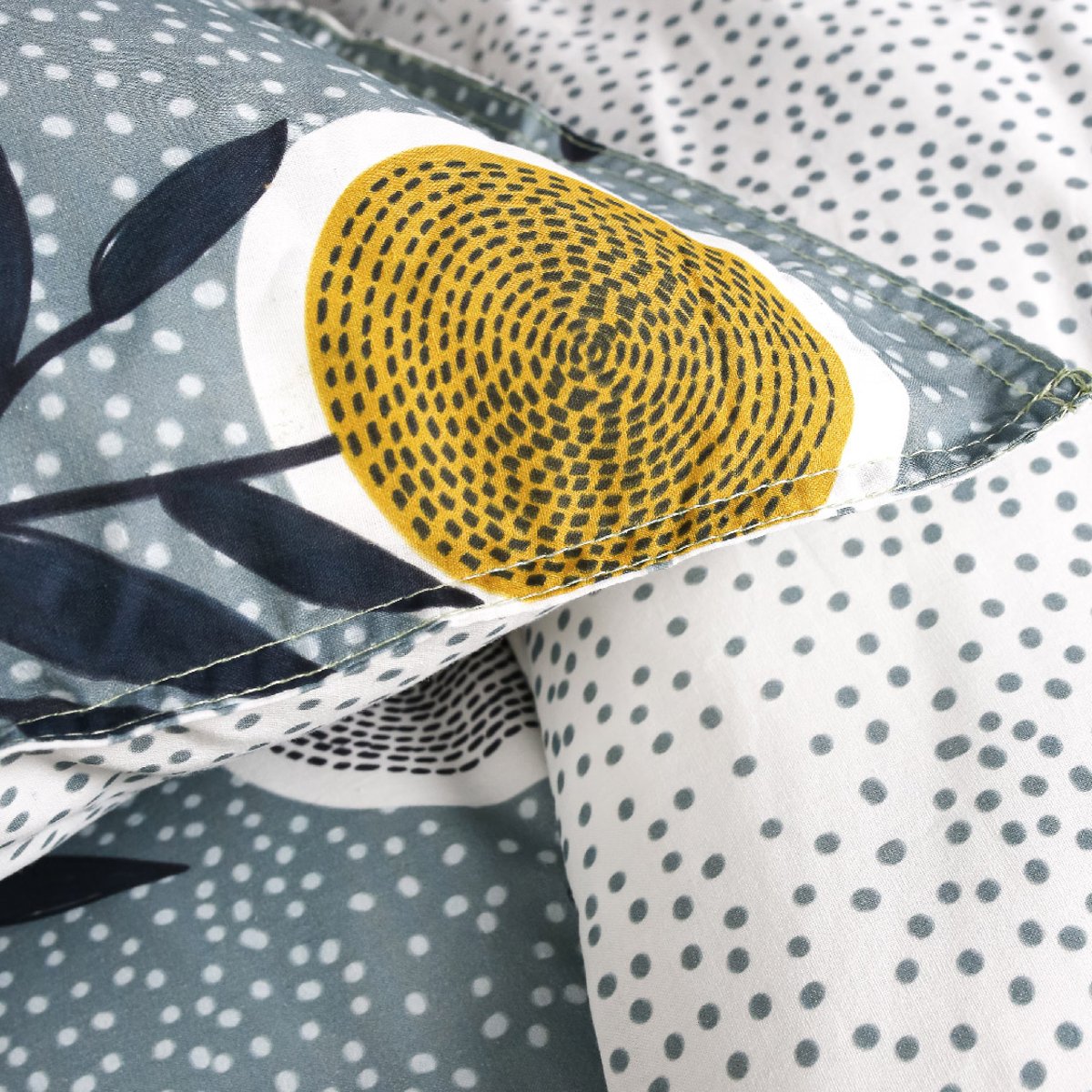 Parure de lit coton 2 personnes imprimé floral SUNSHINE bleu, TODAY