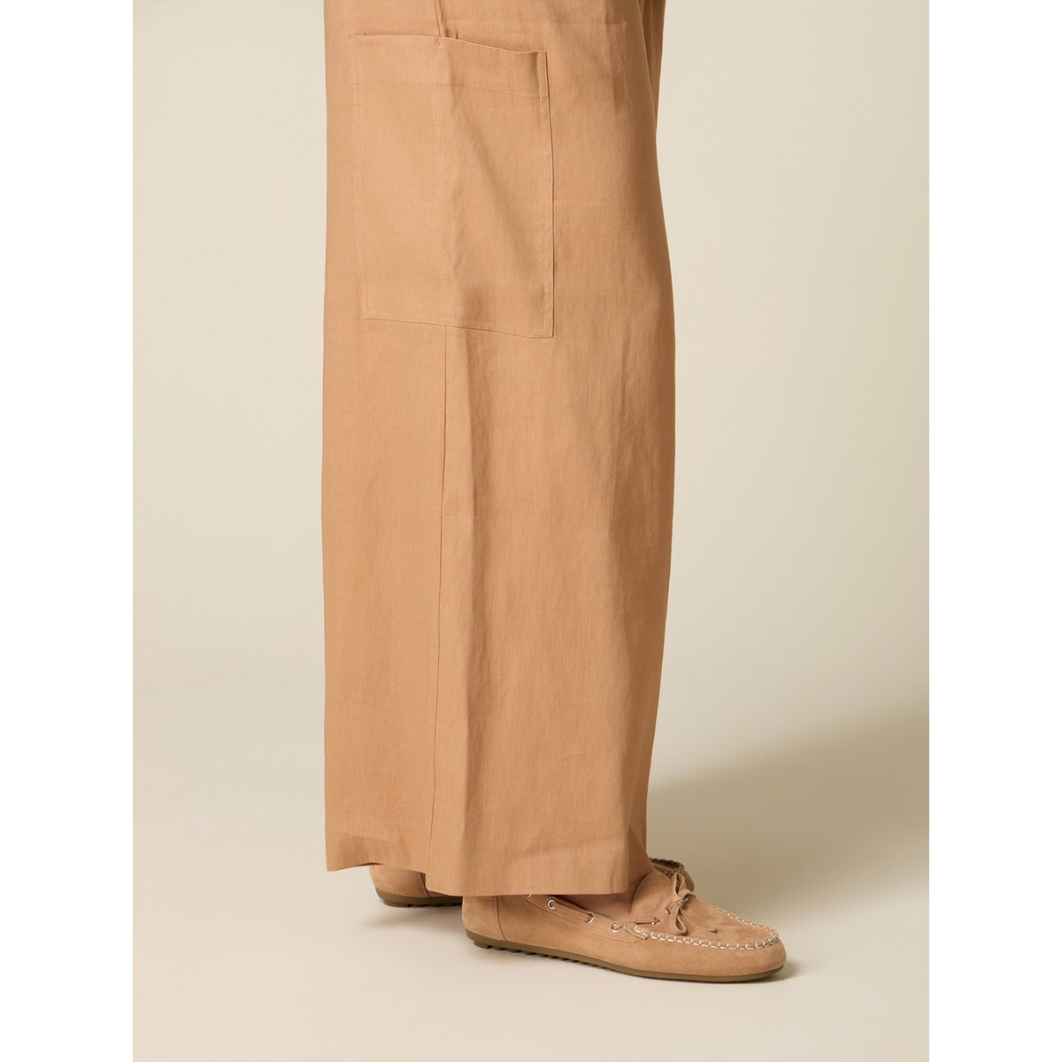 Pantalon cargo avec ceinture foulard beige, OLTRE