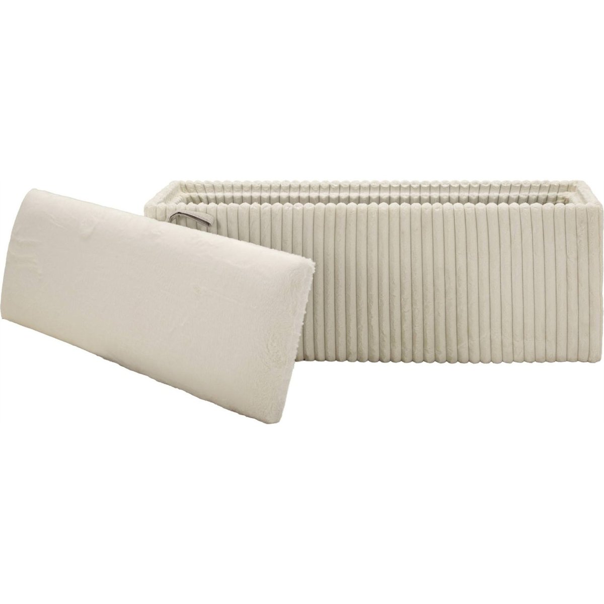 Banc coffre scandinave tissu côtelé MODERN blanc écru, RECOLLECTION