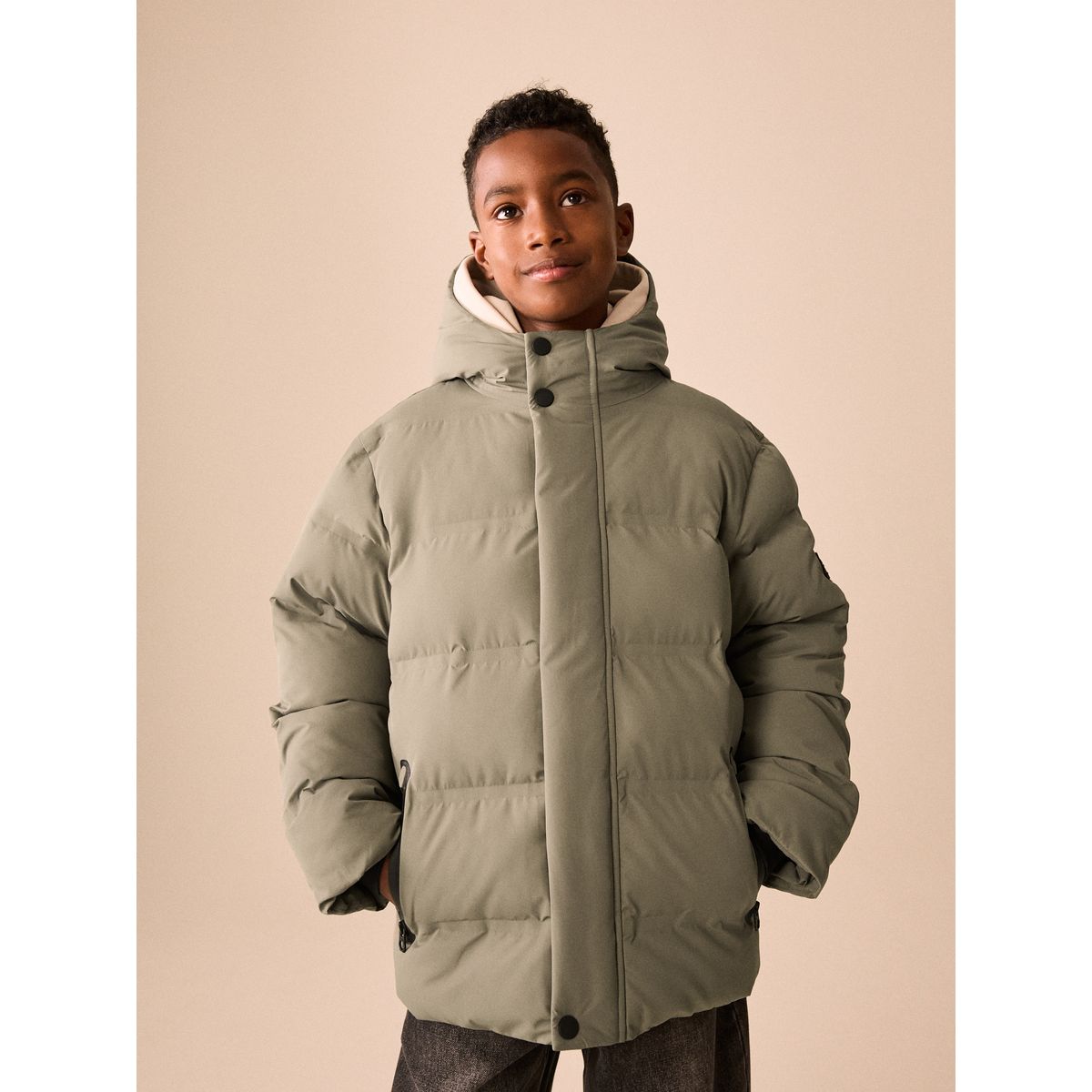Manteau matelassé imperméable vert kaki, NEXT