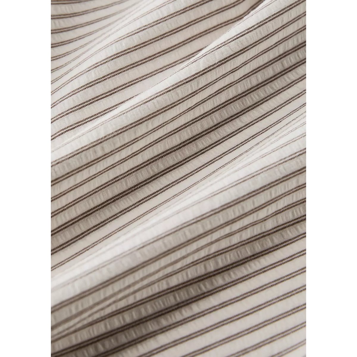 Housse de couette coton seersucker à rayures fines lit 150/160 cm café, MANGO HOME