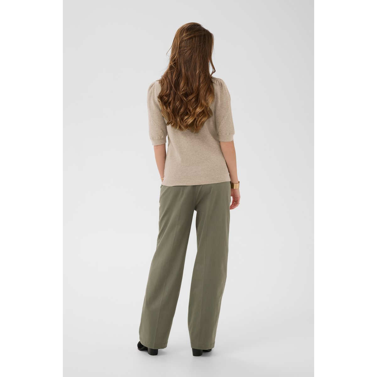 Pullover tricoté beige oat melange, CREAM