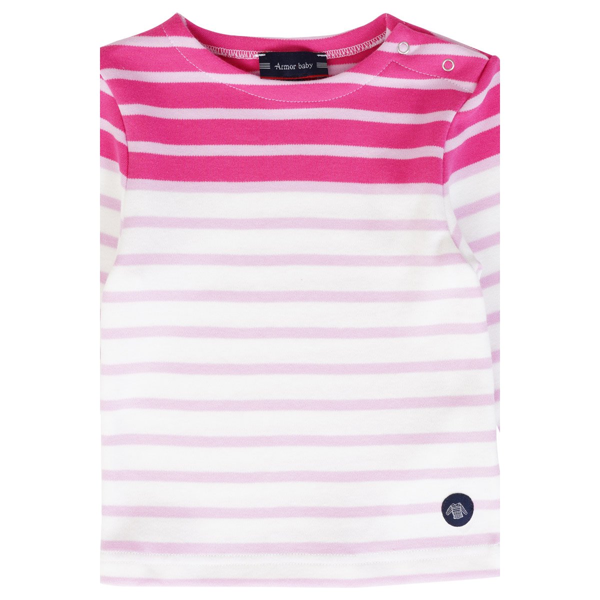 Marinière bicolore en coton épais BABY fucsia/mauve rose/milk, ARMOR-LUX