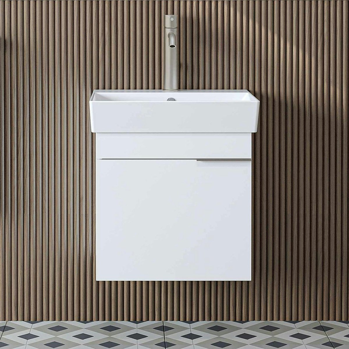 Meuble vasque 49 cm 1 porte NORIA blanc, PIER IMPORT