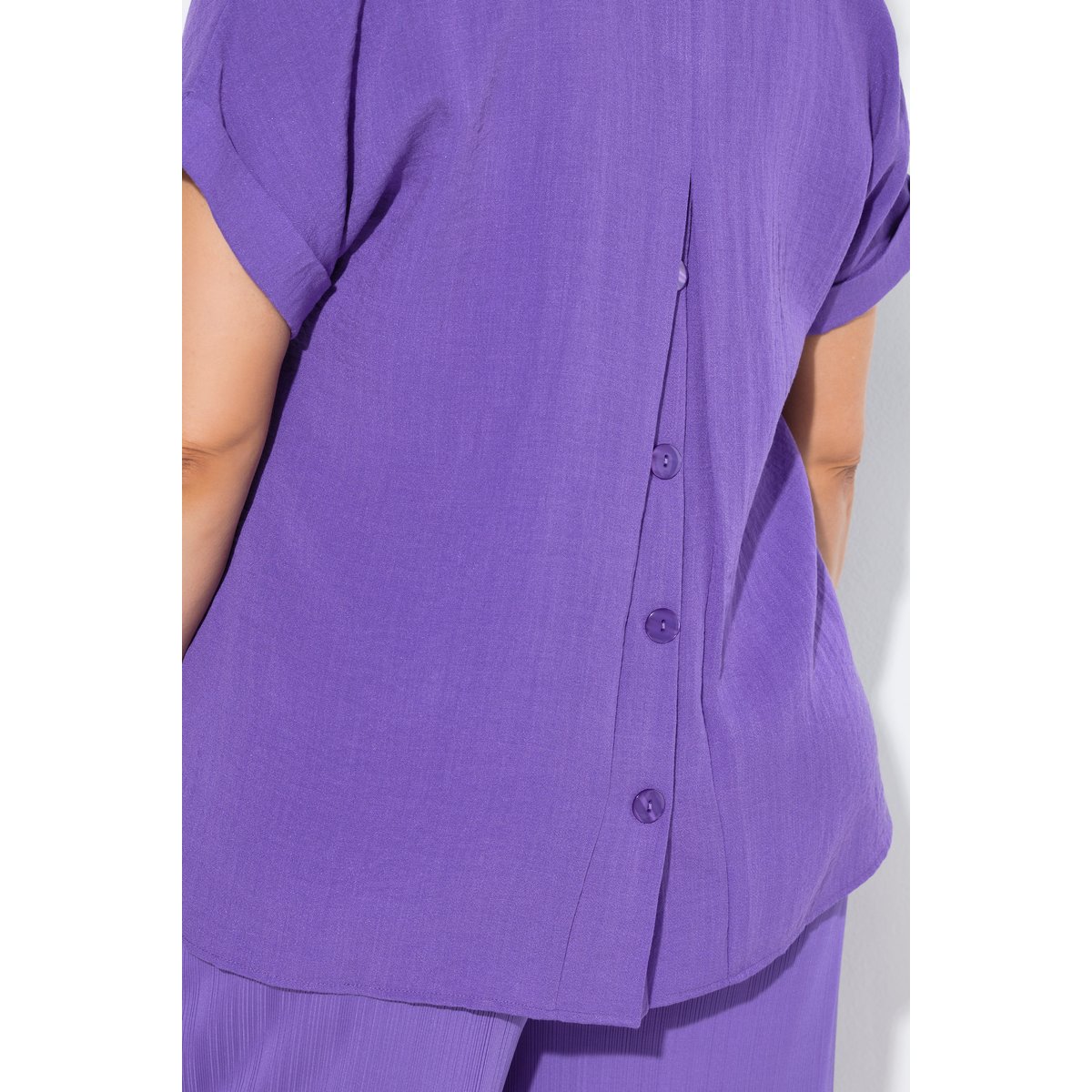 Chemise, oversize, patte de boutonnage violet, ULLA POPKEN