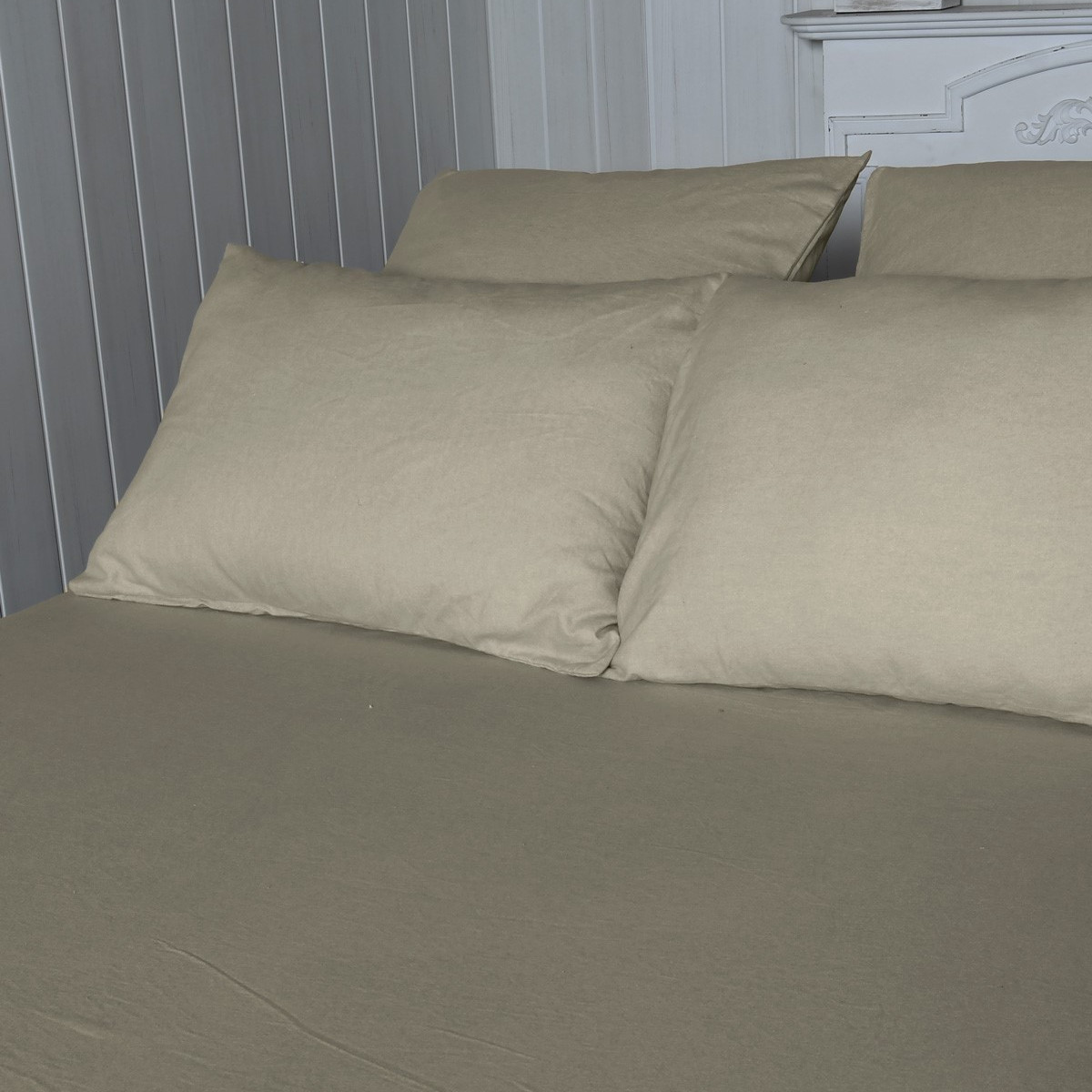 Drap housse en flanelle de coton bonnet 30 cm KLAPPEN ficelle, SENSEI MAISON