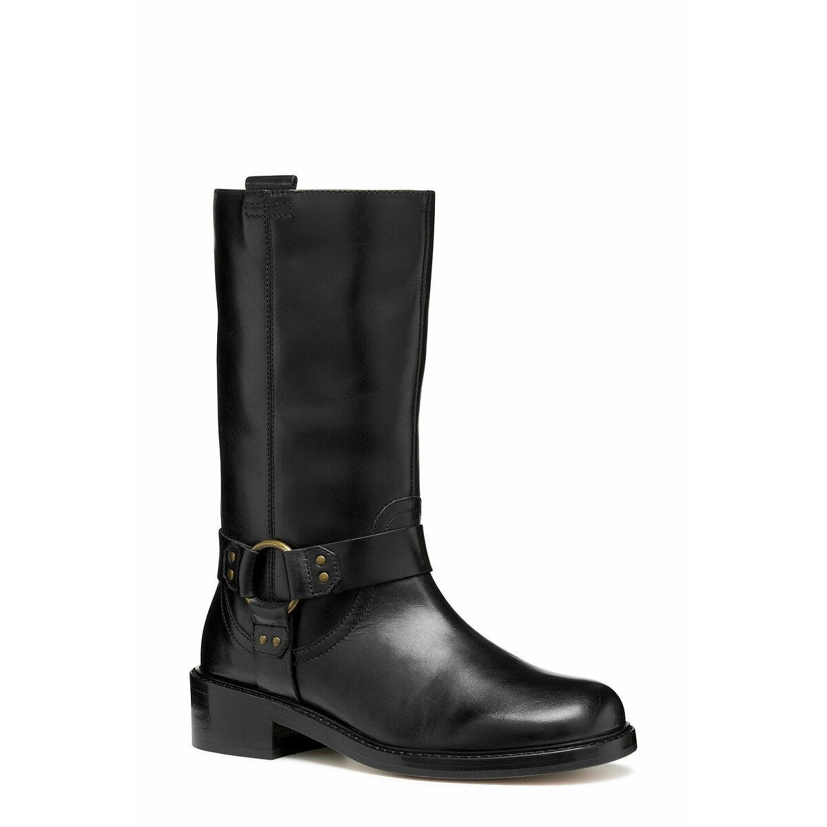 Nalvia Breathable Biker Boots in Leather black, GEOX