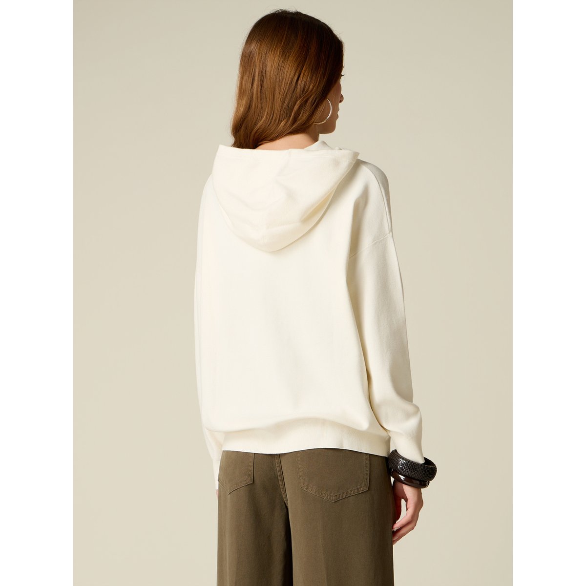 Pull à capuche avec broderie en cristaux blanc, OLTRE