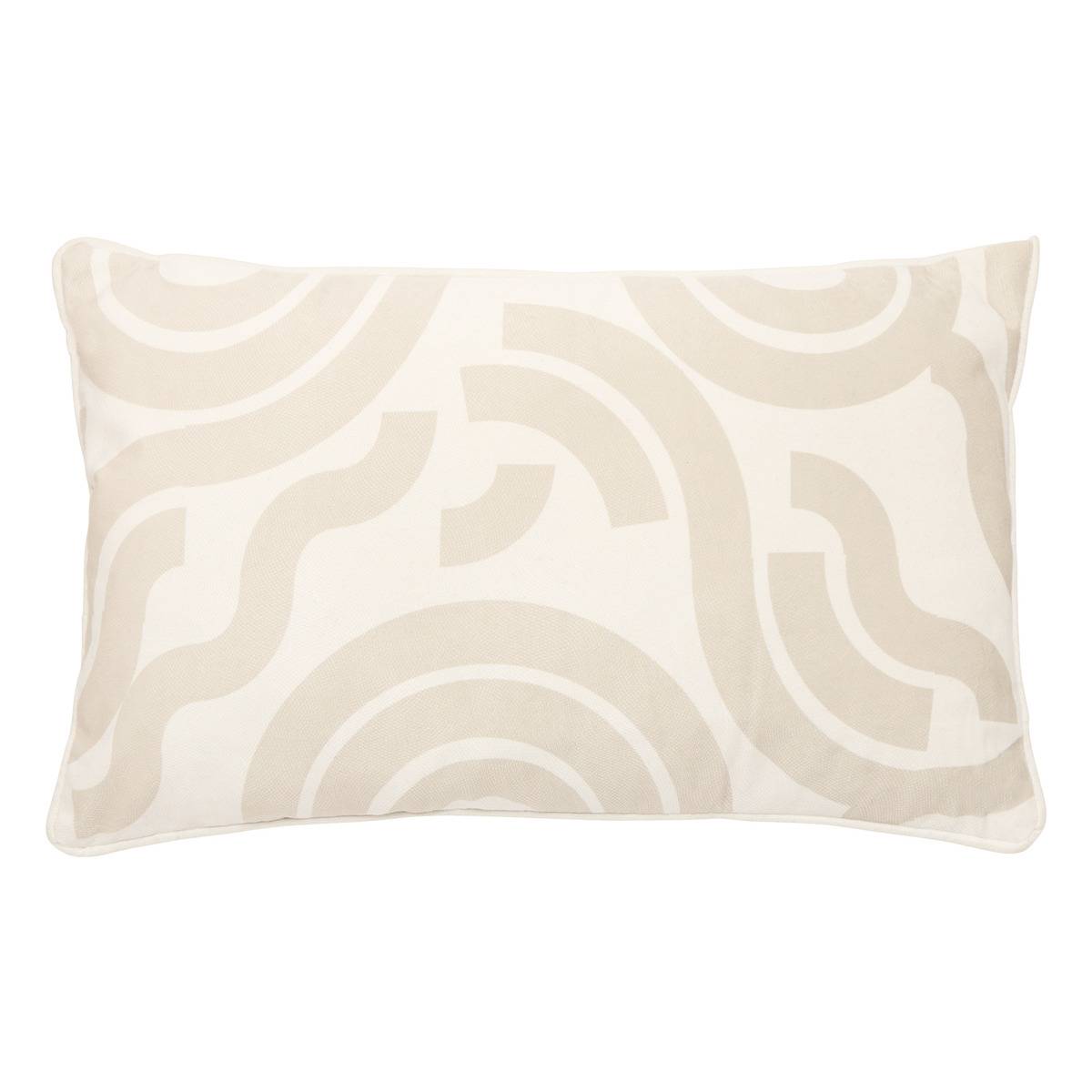 Coussin rectangulaire en velours à rembourrage épais LILOU ivoire, ATMOSPHERA