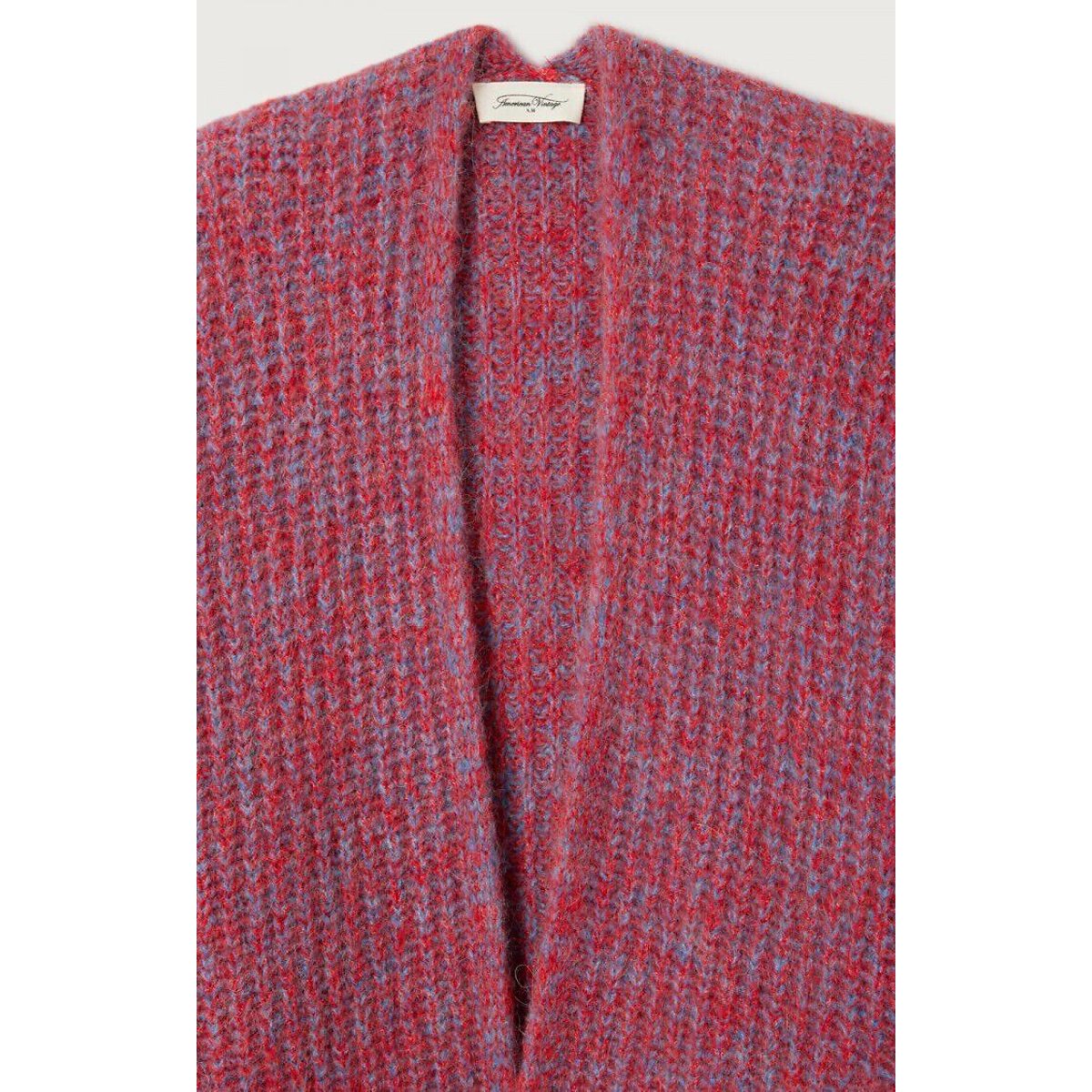 East Short Cardigan Thrown Knit with Long Sleeve red, AMERICAN VINTAGE