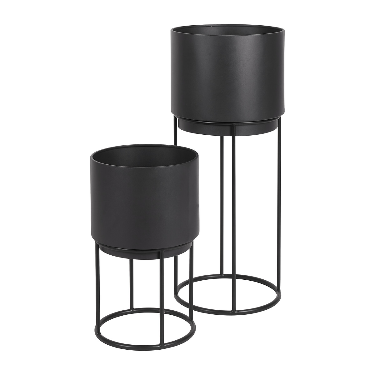 Set of 2 Graphite Metal Circular Planters graphite, ÉDITÉ