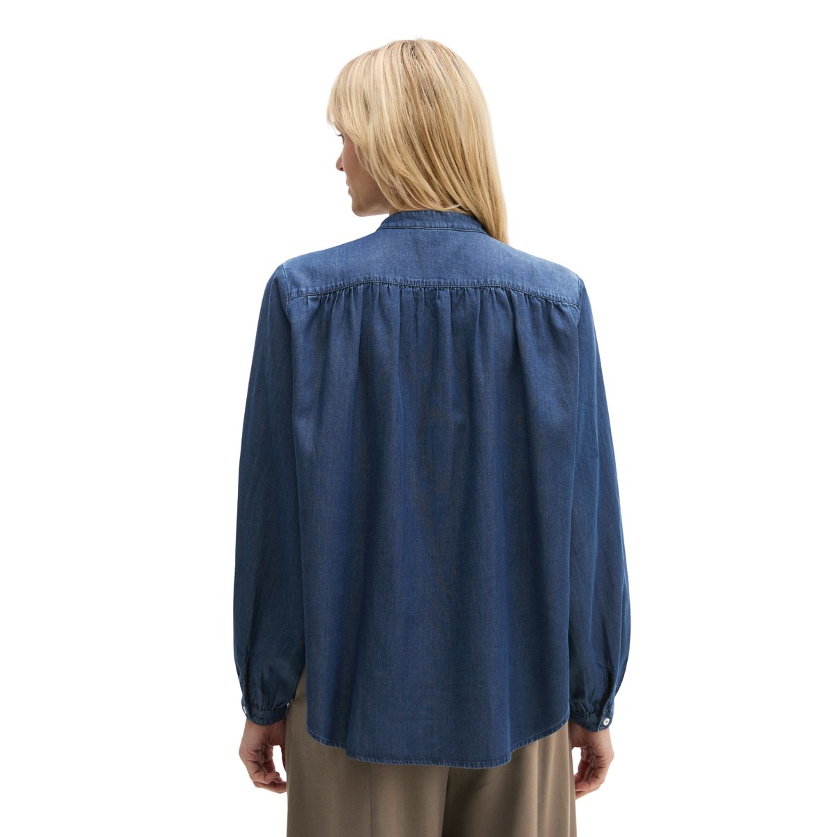 Blouse en jean loose en lin mélangé bleu fooncé, MARC O'POLO