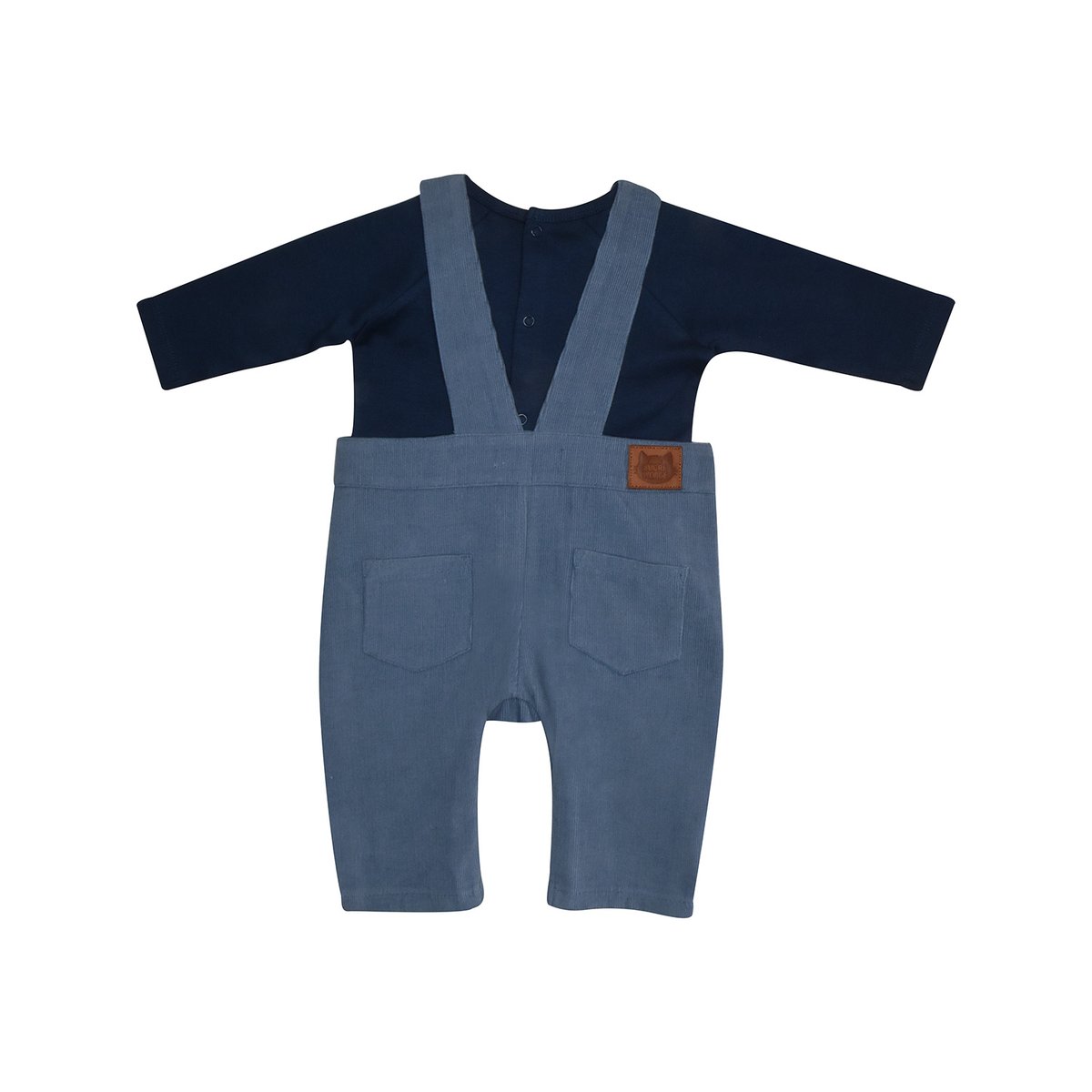 Tshirt salopette marc velours cotele long bebe bleu, SUCRE D'ORGE