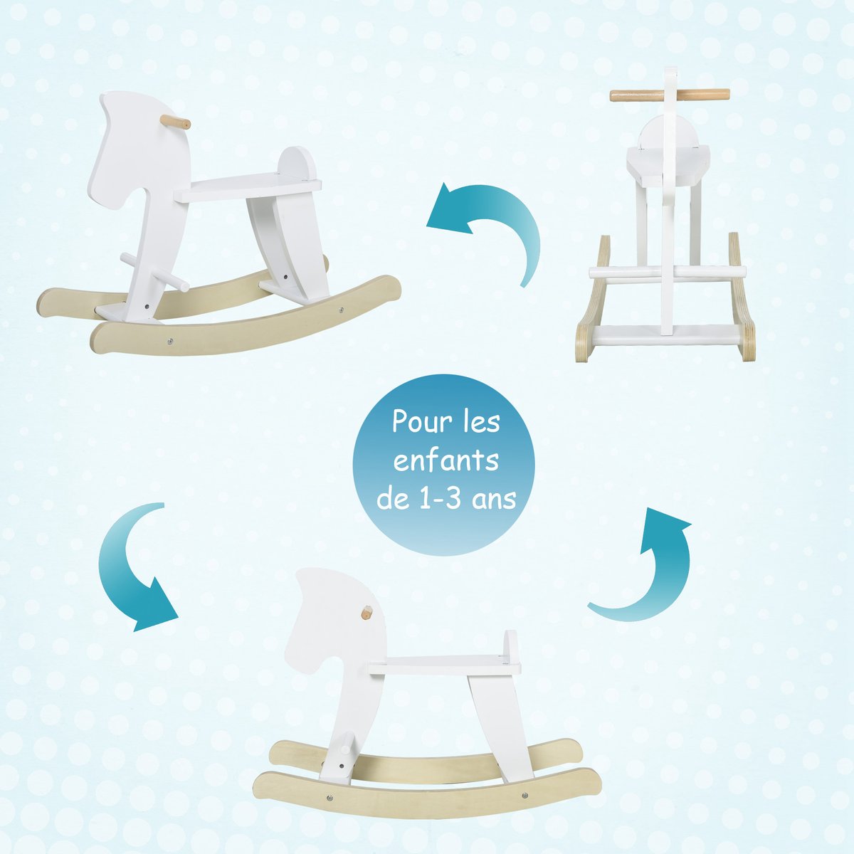 Cheval à bascule pour enfants Panneaux MDF blanc, HOMCOM