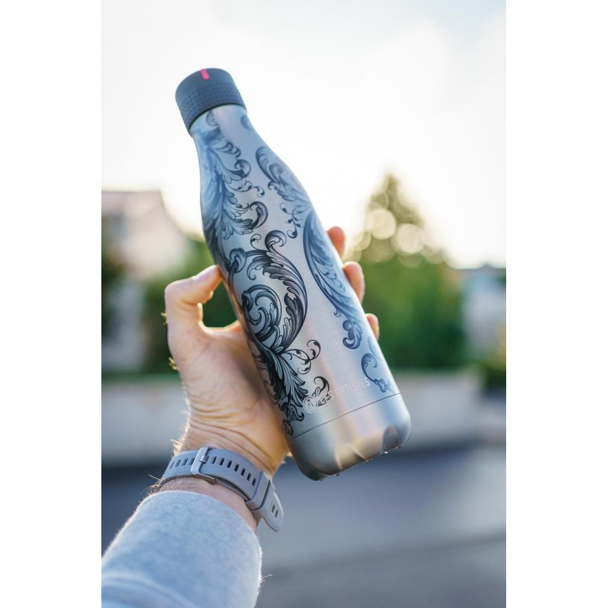 Bouteille isotherme Tattoo 500 ml gris, LES ARTISTES PARIS