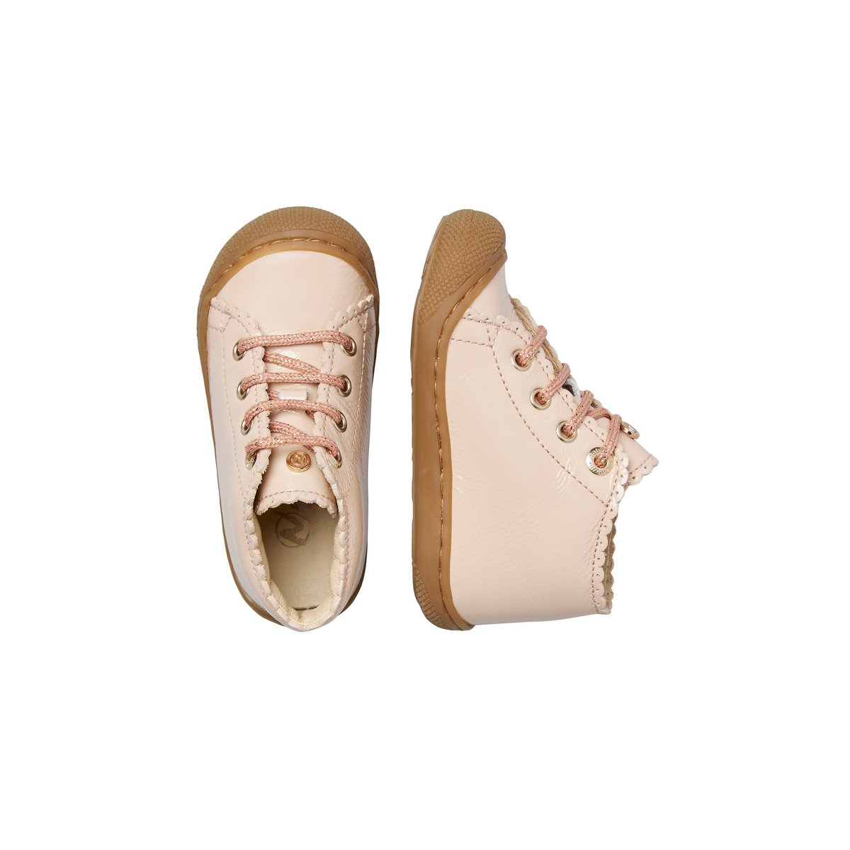 Chaussures premiers pas en vernis COTTINS rose poudré-, NATURINO
