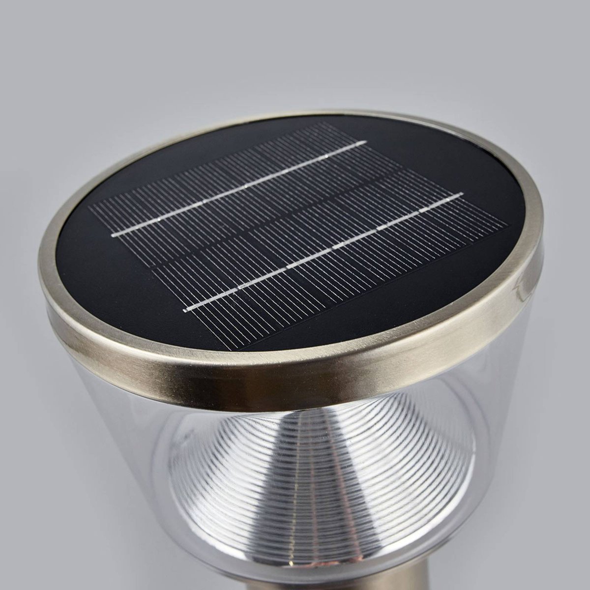 Lampe solaire en inox moderneLED, Antje acier inoxydable, transparent, LINDBY