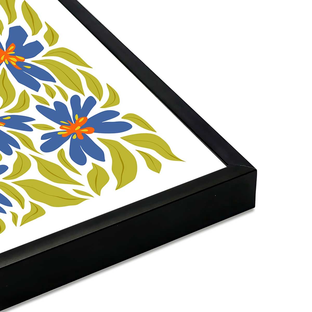 Affiche encadrée fleurs bleues décoratives affiche + cadre en métal - noir, HEXOA