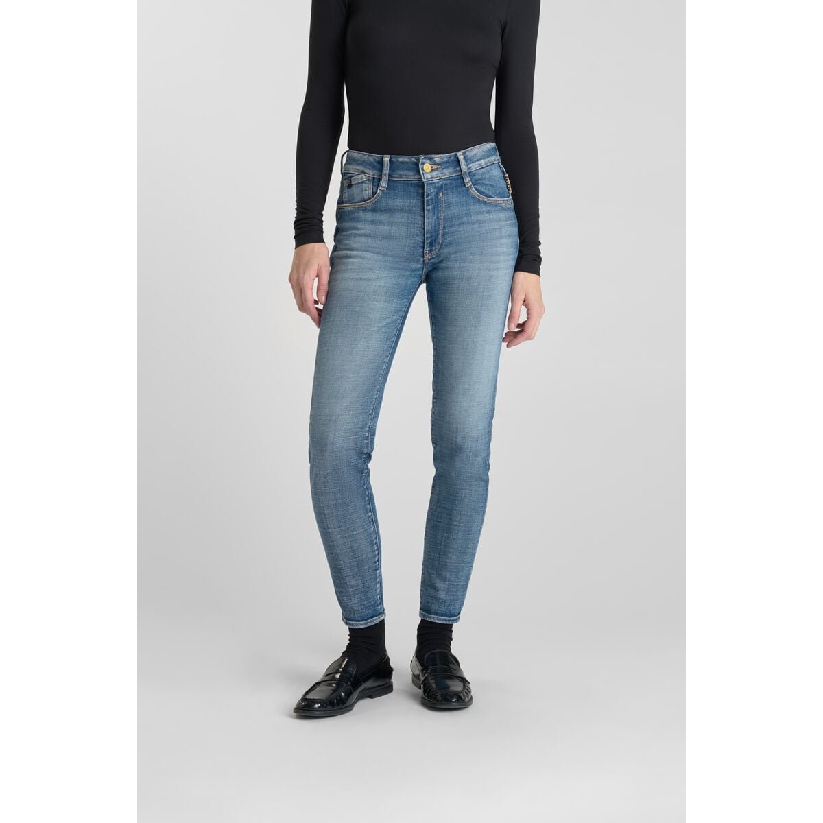 Jeans push-up slim taille haute PULP, 7/8ème blue, LE TEMPS DES CERISES