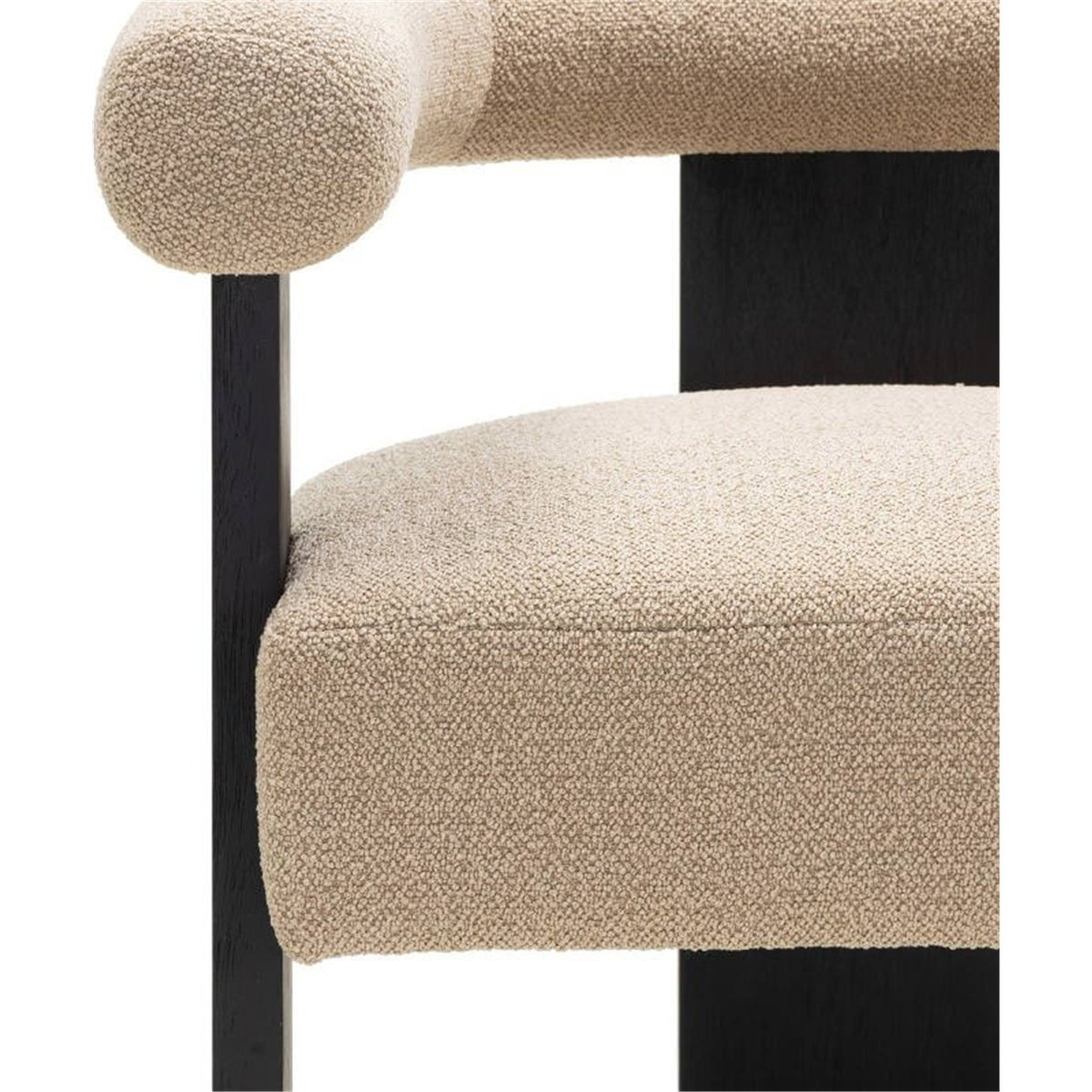 Chaise tapissée collection MARGARET, Bois beige clair, noir et détail doré, RECOLLECTION