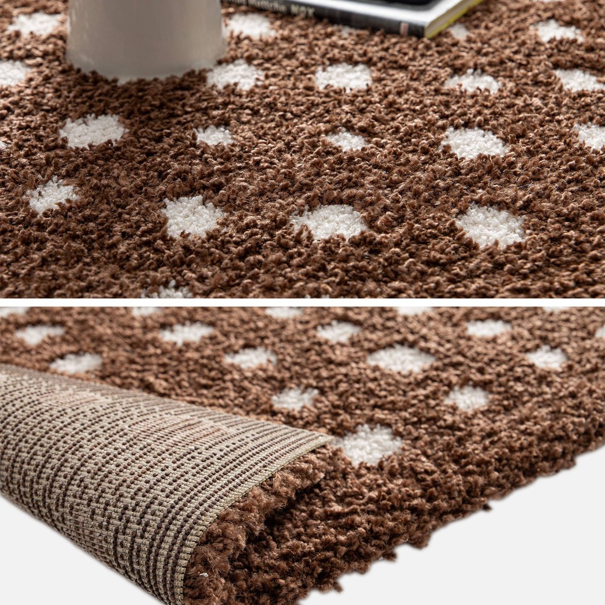 Tapis intérieur rectangulaire contemporain ENO marron / crème, SWEEEK