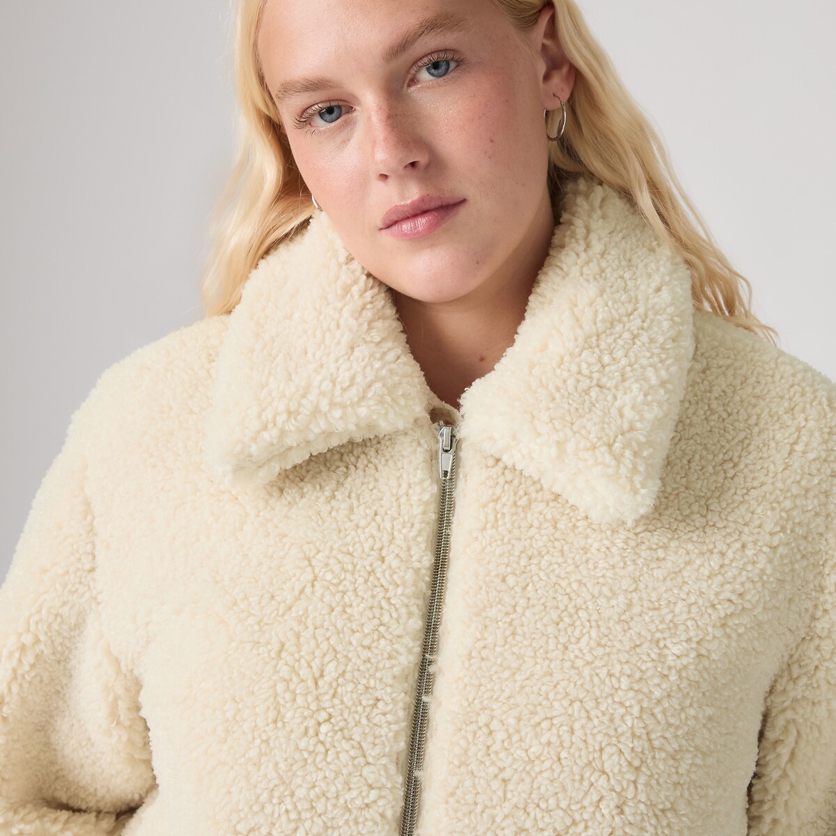 Veste courte zippée sherpa ecru, LEVI'S