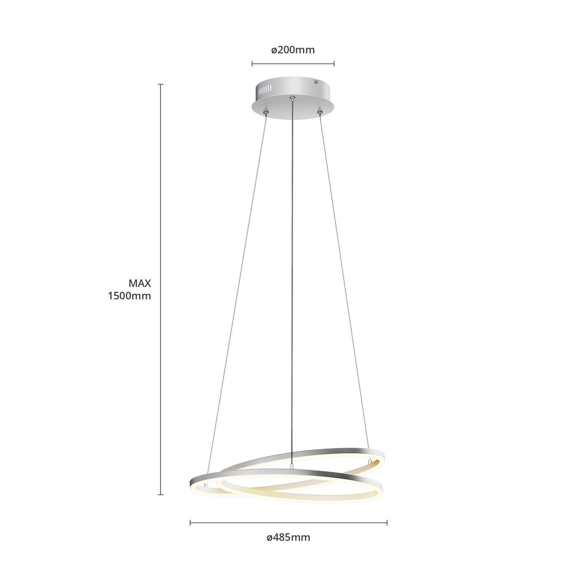 Suspension en aluminium moderneLED, Davian nickel satiné, LINDBY
