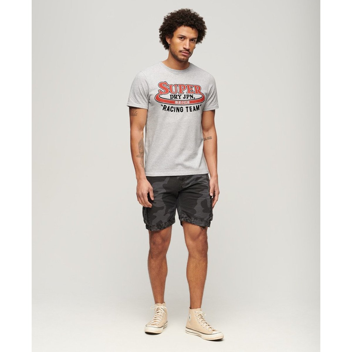T-shirt à motif Reworked Classic gris flocon chiné, SUPERDRY