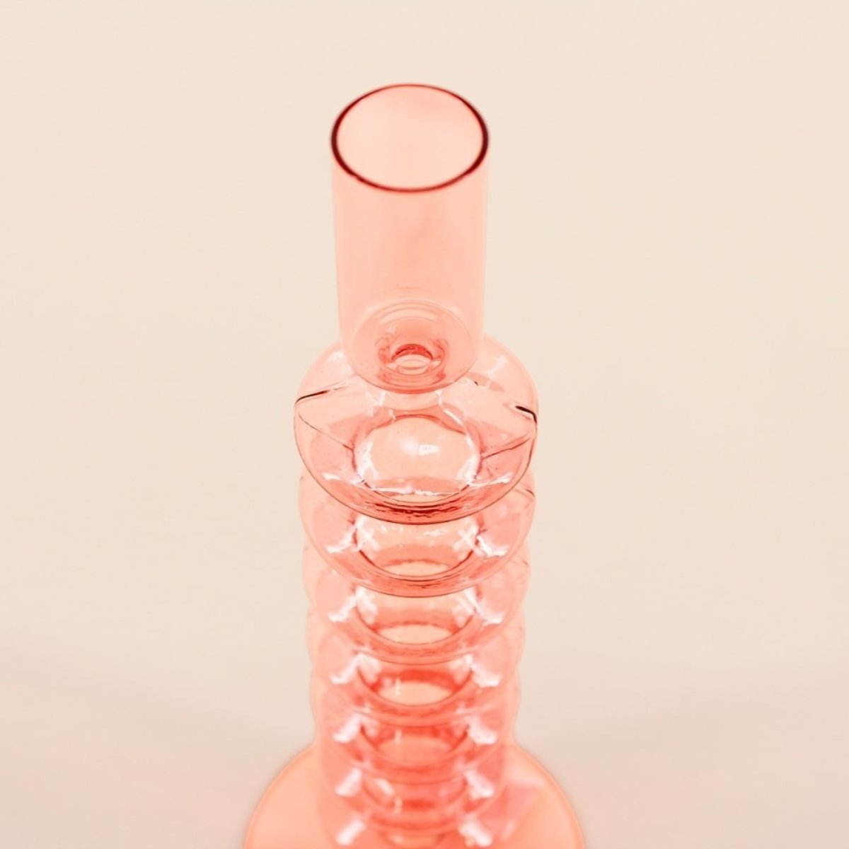 Bougeoir perles en verre 24cm rose, DECOSTAR
