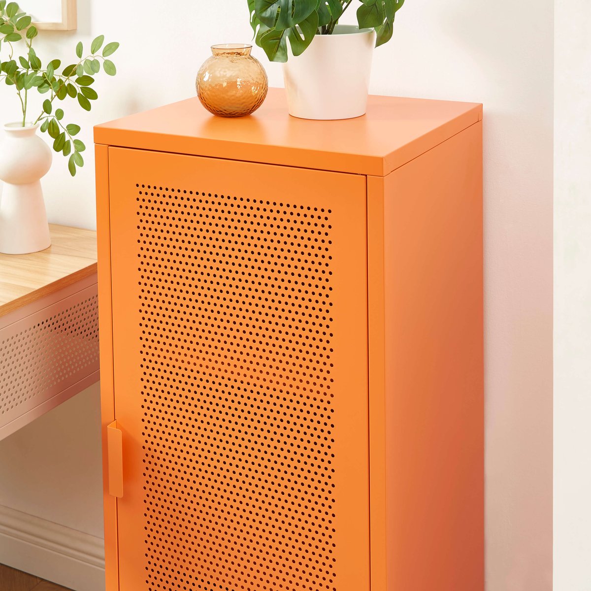 Caisson de bureau en acier orange, PANTONE