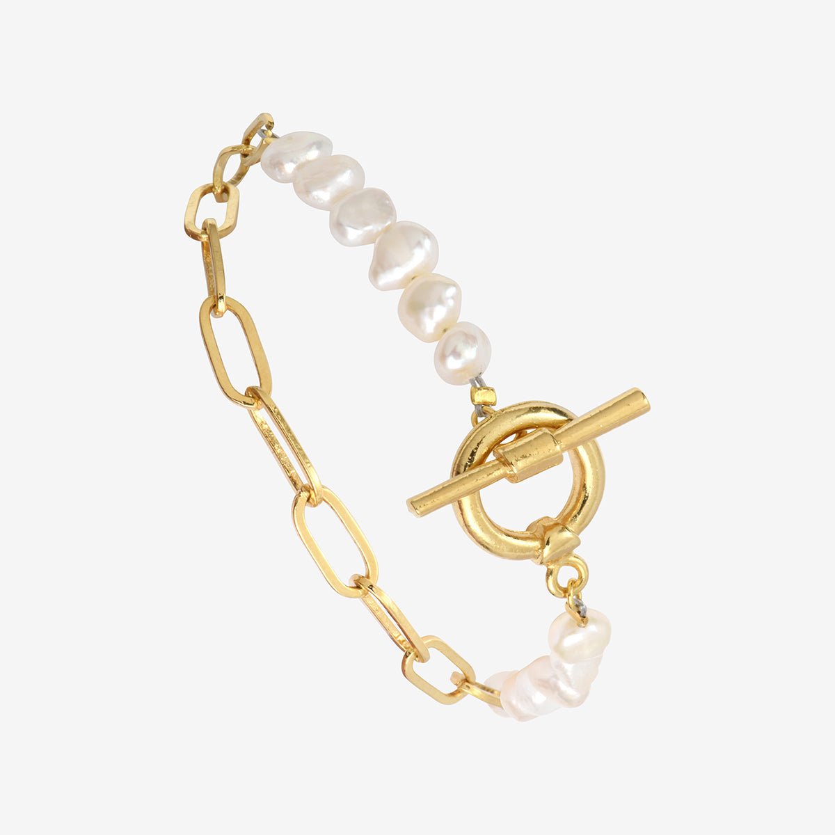 Bracelet doré perle de culture blanche - lucie blanc, CAROLINE NAJMAN