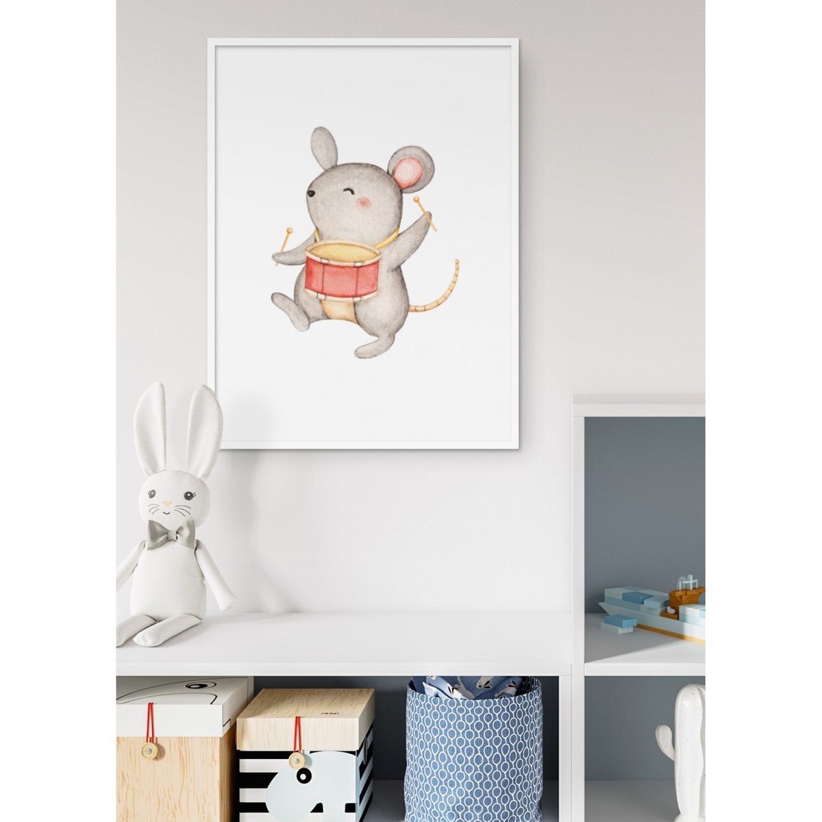 Affiche Enfant Souris Tambour blanc, L'AFFICHERIE