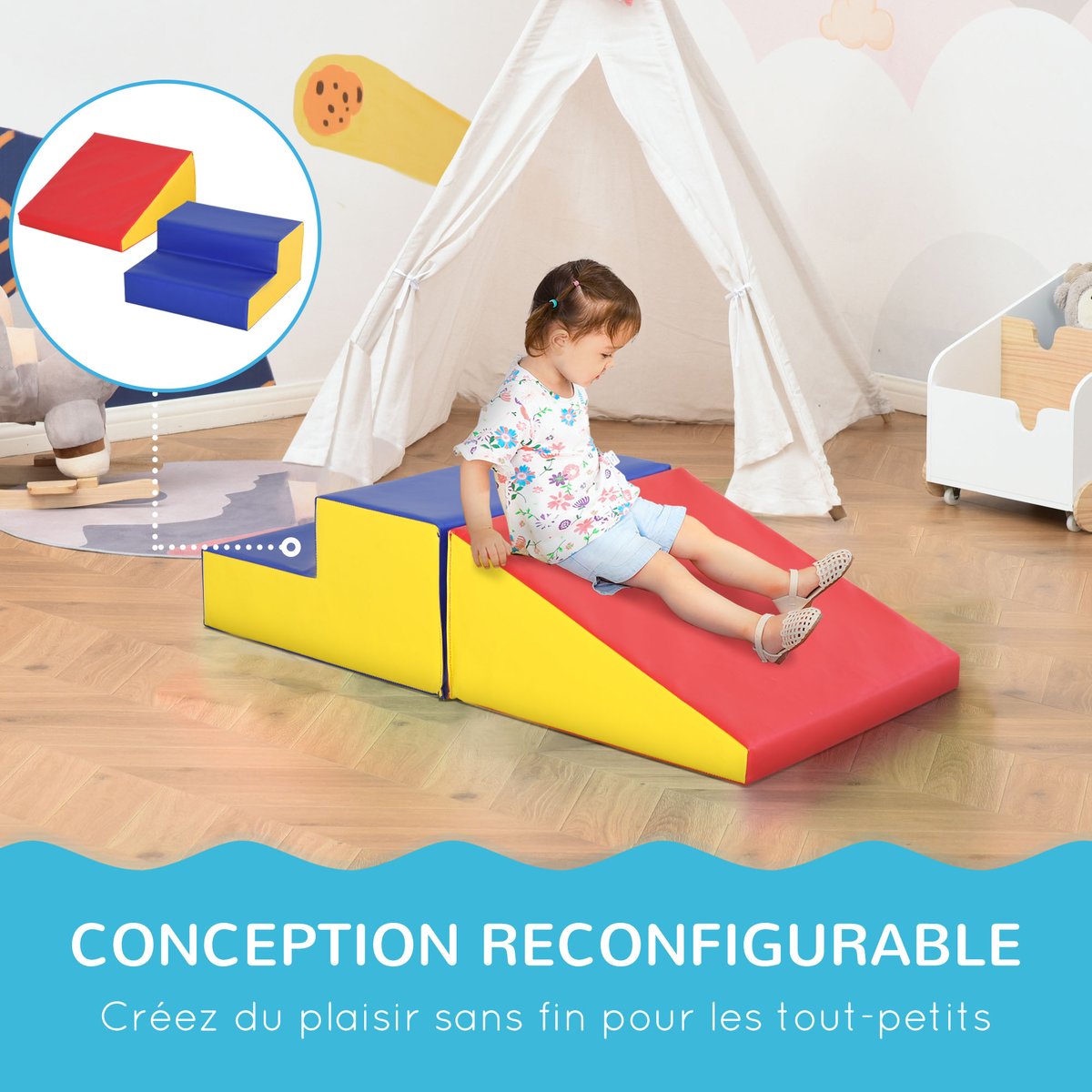 Ensemble de jeux mous pour enfants jaune, HOMCOM