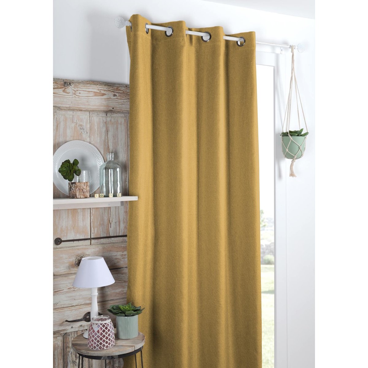 Rideau occultant doublure polaire jaune moutarde, LOVELY CASA