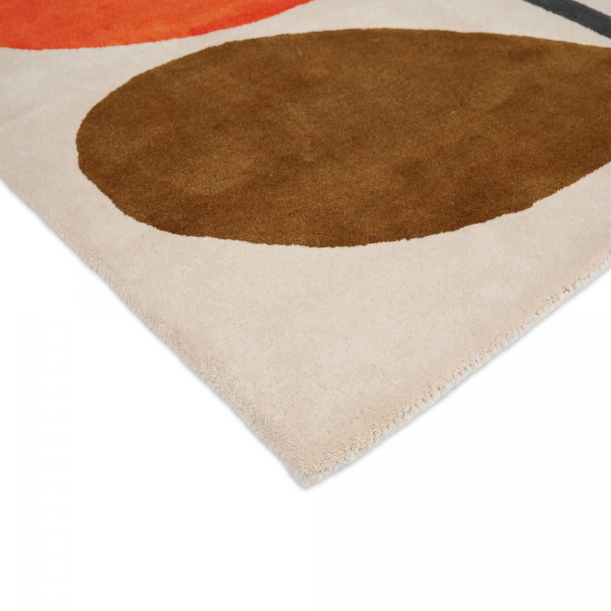 Tapis salon et chambre fait à la main en laine motif seventies GIANT écru, orange, rose, vert, UN AMOUR DE TAPIS