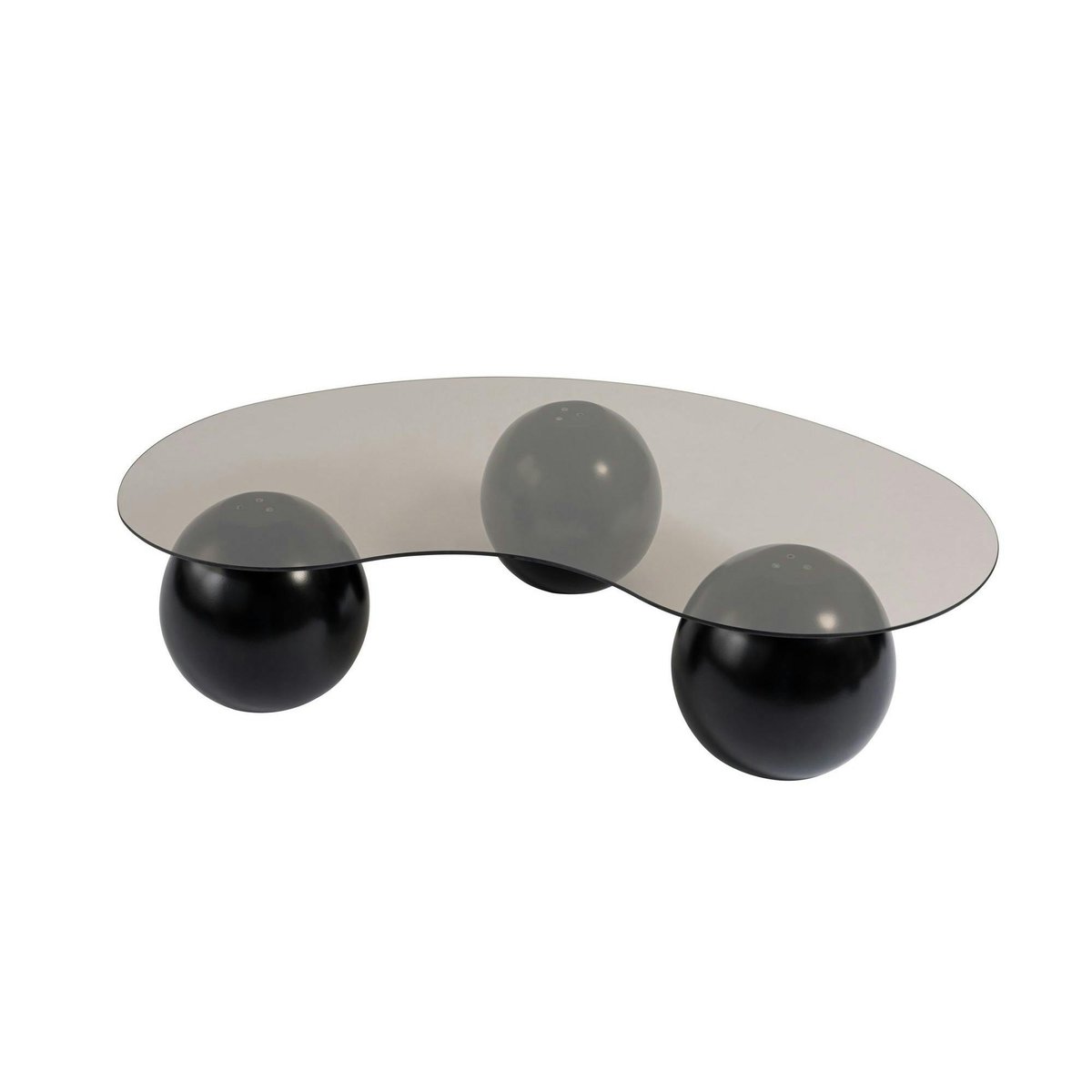 Table basse verre forme haricot pieds boules KOCHI ambré, PIER IMPORT