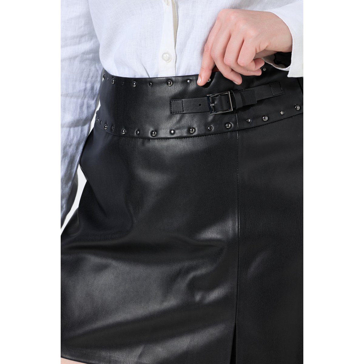 Jupe-short aspect cuir noir, ULLA POPKEN