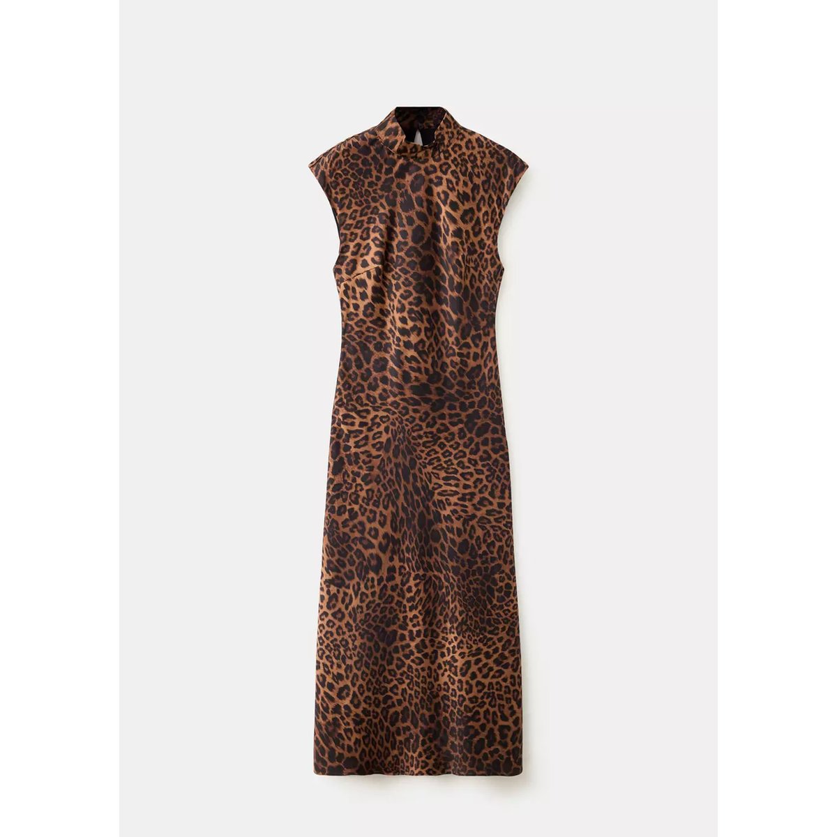 Robe léopard à col cheminée marron, MANGO