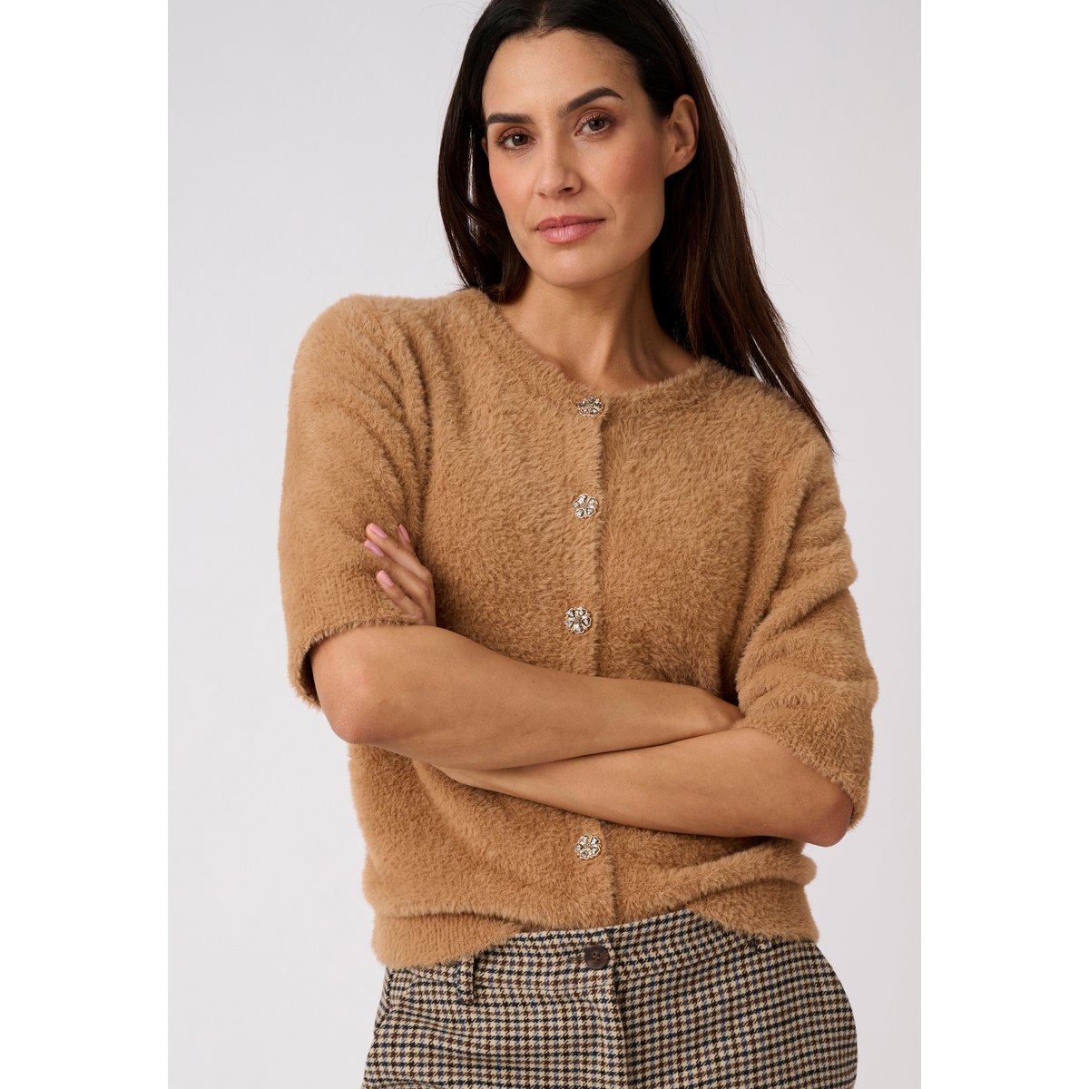 Cardigan maille poilue marron ambre, DAMART