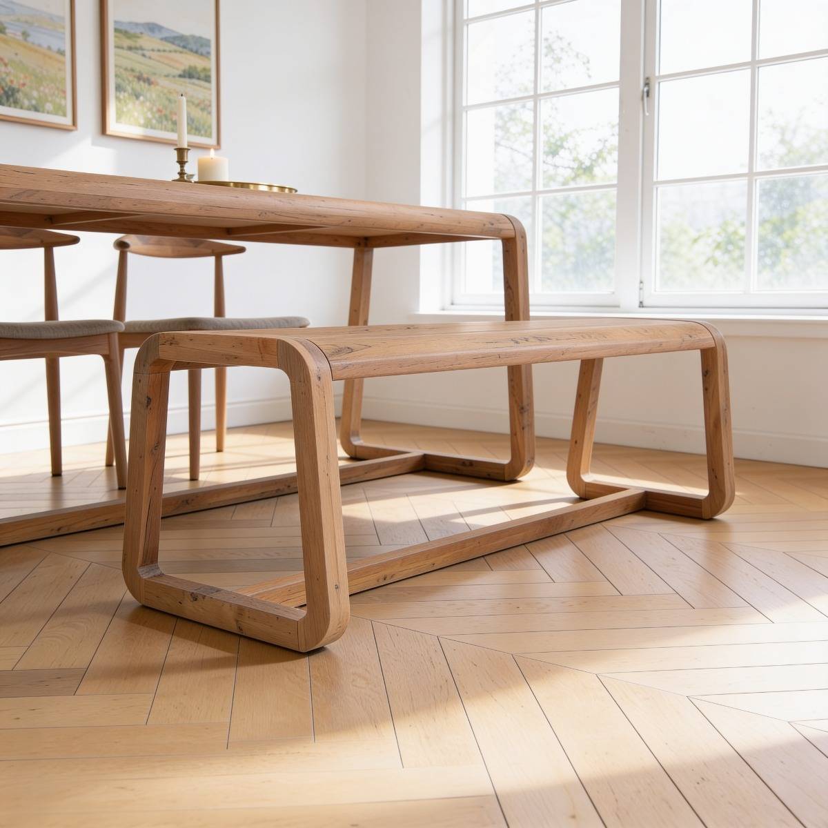 Banc en bois d'acacia KALANI bois clair, MADE IN MEUBLES