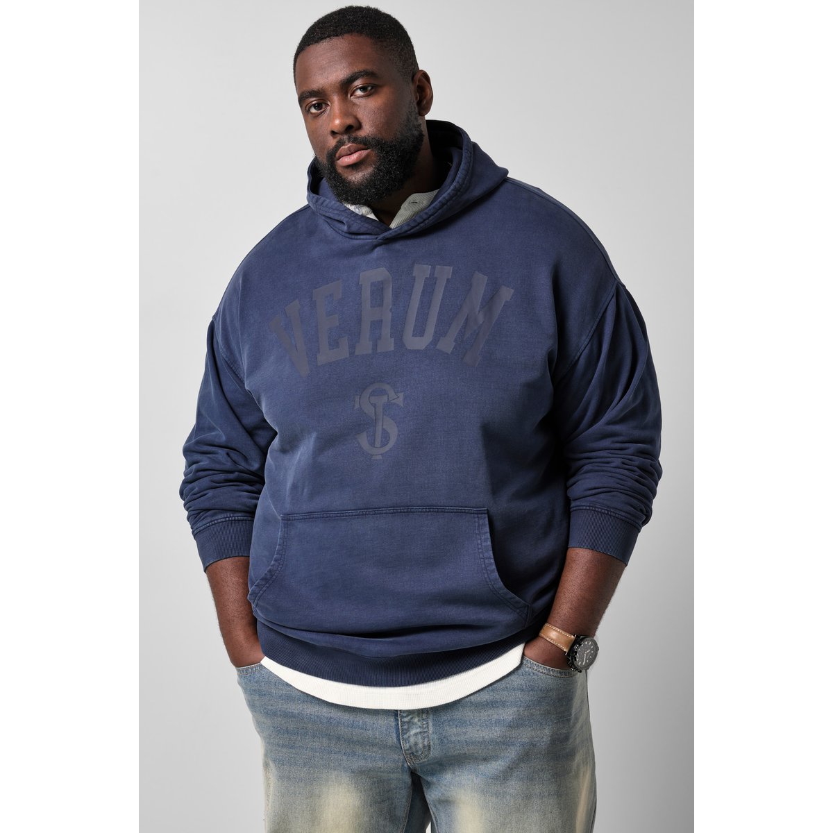 Sweat à capuche, look vintage marine, STHUGE